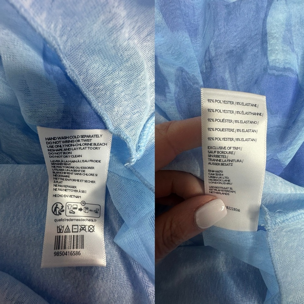 NEW Free People Tessa Smocked Mesh MIDI Dress in Baby Blue xs - Picture 11 of 12